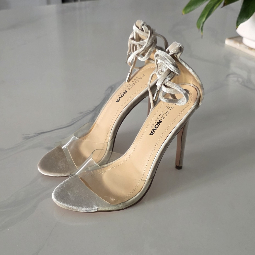Fashion Nova Metallic Silver Heels - Picture 1 of 6